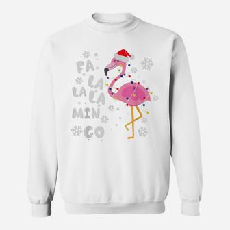 Funny Christmas Flamingo Festive Lights Snowflakes Santa Hat Sweatshirt | Crazezy AU