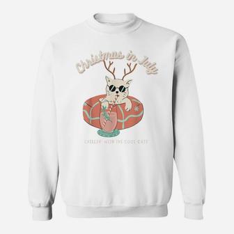 Funny Christmas In July, Cat Lovers Sweatshirt | Crazezy CA