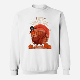 Funny Cute Turkey Doing Dabbing Dance For Thanksgiving Day Sweatshirt | Crazezy DE
