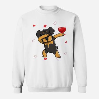 Funny Dabbing Rottweiler Dog Breeds Valentines Day Gift Sweatshirt - Seseable