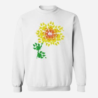 Funny Dog Sunflower Paw Print Gift | Animal Lovers For Girls Sweatshirt | Crazezy