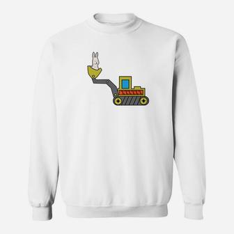 Funny Easter Egg Bunny Excavator Bulldozer Gift Sweatshirt - Thegiftio