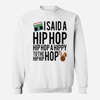 Funny Easter Hip Hop Rap Music Bunny Kids Black Brown Sweatshirt - Thegiftio UK