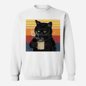 Funny I Like Coffee My Cat And Maybe 3 People Cat Lover Gift Sweatshirt | Crazezy UK
