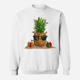 Funny Pineapple Christmas Tree Lights Xmas Gifts Sweatshirt | Crazezy