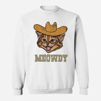 Funny Retro Cat Cowboy Meowdy Western Country Cat Lovers Sweatshirt Sweatshirt | Crazezy