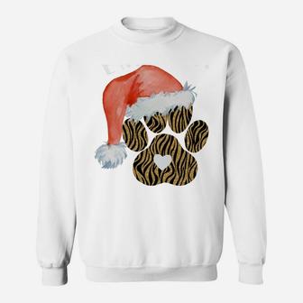 Funny Santa Hat Dog Cat Paw Print Tshirt Christmas Clothes Sweatshirt Sweatshirt | Crazezy