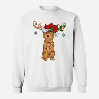 Funny Santa Hat Reindeer Goldendoodle Christmas Sweatshirt Sweatshirt | Crazezy CA
