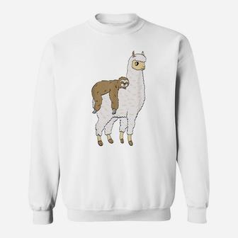 Funny Sloth On Alpaca Llama Taking A Nap Gift Animal Sweatshirt | Crazezy CA