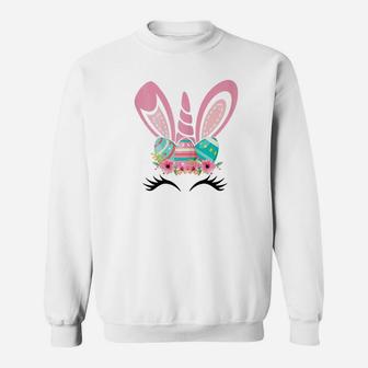 Funny Unicorn With Bunny Rabbit Ears And Egg Easter Sweatshirt - Thegiftio UK