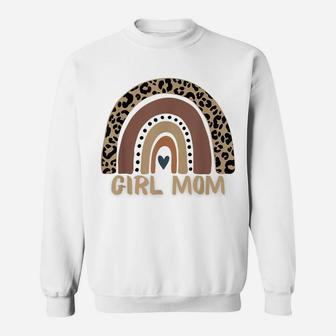 Funny Women Girl Mom Leopard Print Boho Rainbow Mother's Day Sweatshirt | Crazezy
