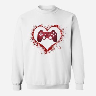 Gamer Heart Valentines Day Video Games Boys Kids Teens Gift Sweatshirt | Crazezy