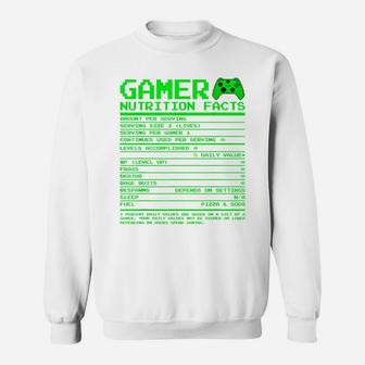 Gamer Nutrition Facts Funny Video Game Lover Sweatshirt | Crazezy