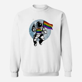 Gay Pride Flag LGBT Month Astronaut Sweatshirt - Seseable