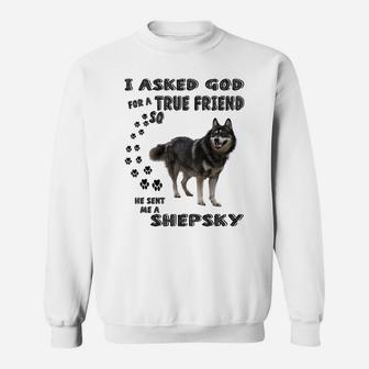 Gerberian Shepsky Quote Mom Dad Art, Cute German Husky Dog Sweatshirt Sweatshirt | Crazezy AU