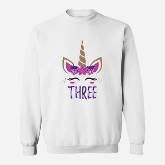 Gift For 3 Year Old Girl Unicorn 3Rd Birthday Sweatshirt | Crazezy