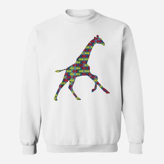 Giraffe Autism Awareness Kids Ruminant Puzzle Day Mom Gift Sweatshirt | Crazezy