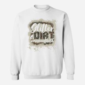 Glitter & Dirt Mama Of Both Army Mom Leopard Camo Bleached Sweatshirt | Crazezy CA