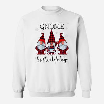Gnome For The Holidays Buffalo Plaid 3 Gnomes Christmas Xmas Raglan Baseball Tee Sweatshirt | Crazezy AU