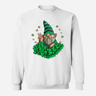 Gnome Hippie Leprechaun Shamrock Patty Day Gnome St Patrick Sweatshirt | Crazezy