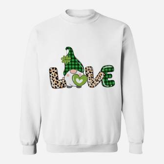 Gnome St Patricks Day Leprechaun Tomte Love Leopard Green Sweatshirt Sweatshirt | Crazezy