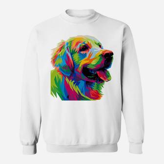 Golden Retriever Mama Colorful Art Dog Dad Pet Sweatshirt | Crazezy CA