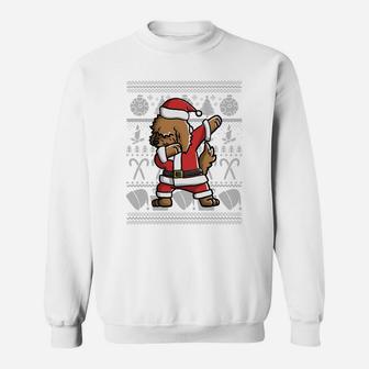 Goldendoodle Dabbing Dog Dab Ugly Christmas Sweatshirt Sweatshirt | Crazezy