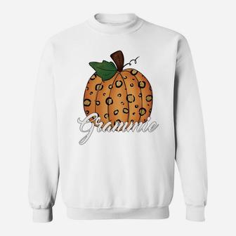 Grammie Pumpkin Leopard Style Funny Grandma Thanksgiving Sweatshirt Sweatshirt | Crazezy UK