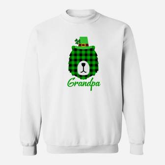 Grandpa Bear Buffalo Green Plaid St Patricks Day Sweatshirt - Thegiftio UK