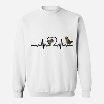 Green Cheek Conure Apparel, Heart Beat Parrot Bird Sweatshirt | Crazezy