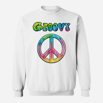 Groovy 70'S Retro Vintage Tie Dye Hippie Peace Sign Sweatshirt | Crazezy AU