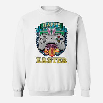 Happy Easter Bunny Boy Gamer Girl Video Game Controller Kids Sweatshirt | Crazezy AU