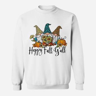 Happy Fall Y'all Gnome Leopard Design Sweatshirt | Crazezy CA