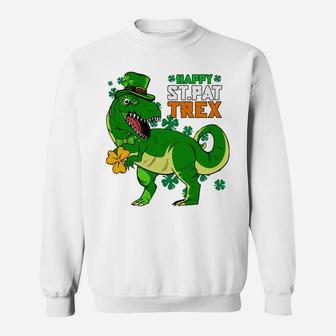 Happy St Pat-Trex Day Saint Patrick Dinosaur Boys Girls Kids Sweatshirt | Crazezy CA