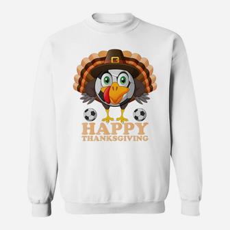 Happy Thanksgiving Boys Kids Turkey Football Soccer Ball Sweatshirt | Crazezy AU
