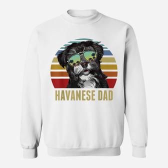 Havanese Best Dog Dad Ever Retro Sunset Beach Vibe Sweatshirt | Crazezy CA