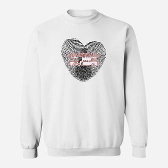 Herren Sweatshirt mit Fingerabdruck-Herz Design, Weißes Liebesmotiv Sweatshirt - Seseable