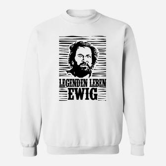 Herren-Sweatshirt mit Portrait Legenden leben ewig – Klassisch Weiß - Seseable