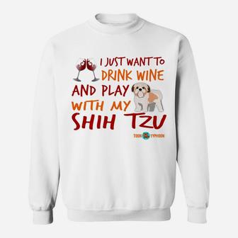 Hilarious Poodle Drink Wine And Play Sweatshirt - Thegiftio UK