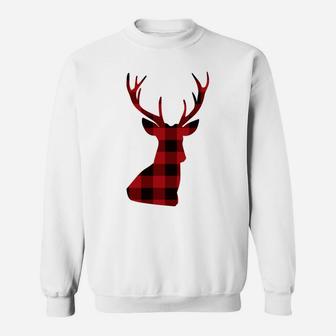 Holiday Christmas Reindeer Deer Buffalo Plaid Shirts Sweatshirt | Crazezy CA