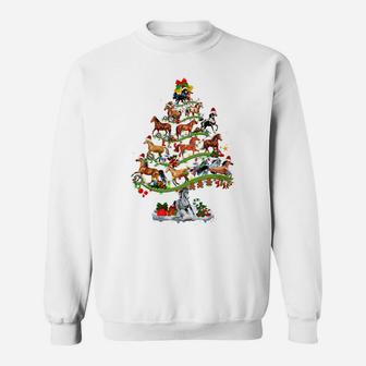 Horse Tree Christmas Candy Cane Gift Ornament Sweatshirt | Crazezy