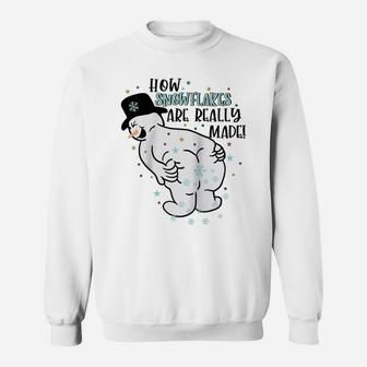 How Snowflakes Are Really Made Snowman Ugly Christmas Raglan Baseball Tee Sweatshirt | Crazezy UK