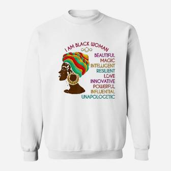 I Am Black Woman Beautiful Magic Black Sweatshirt | Crazezy DE