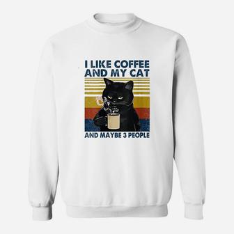 I Like Coffee My Cat And Maybe 3 People Sweatshirt | Crazezy UK