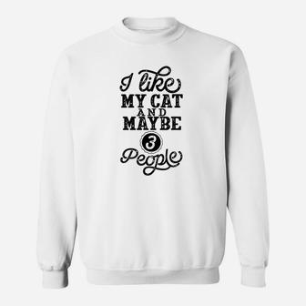 I Like My Cat And Maybe 3 People Sweatshirt | Crazezy AU
