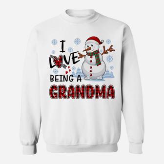 I Love Being A Grandma Cute Hearts Snowflakes Snowman Gifts Sweatshirt | Crazezy DE