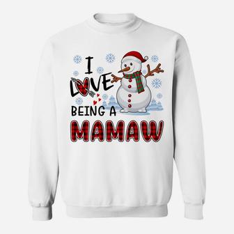 I Love Being A Mamaw Cute Hearts Snowflakes Snowman Gifts Sweatshirt Sweatshirt | Crazezy