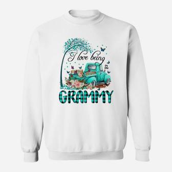 I Love Being Grammy Flower Truck Sweatshirt | Crazezy UK