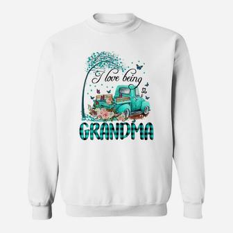 I Love Being Grandma Flower Truck Sweatshirt | Crazezy DE