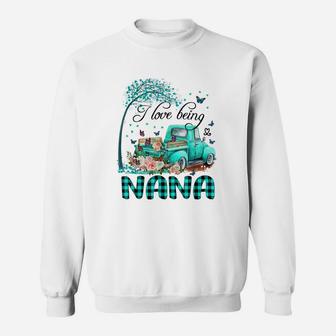 I Love Being Nana Truck Flower Sweatshirt | Crazezy